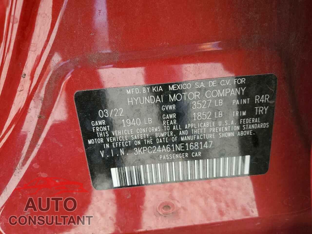 HYUNDAI ACCENT 2022 - 3KPC24A61NE168147