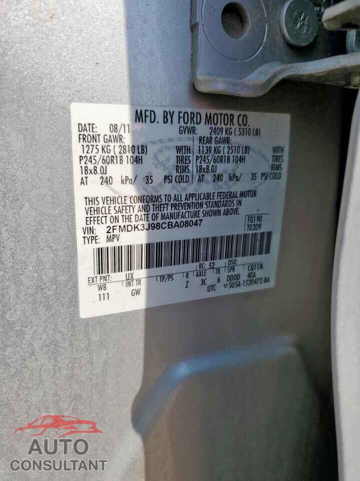 FORD EDGE 2012 - 2FMDK3J98CBA08047