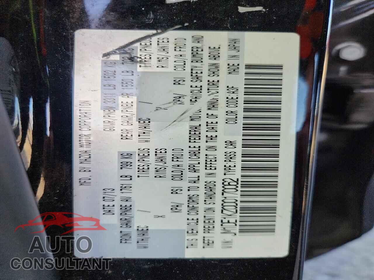 MAZDA 2 2013 - JM1DE1KZ0D0170062
