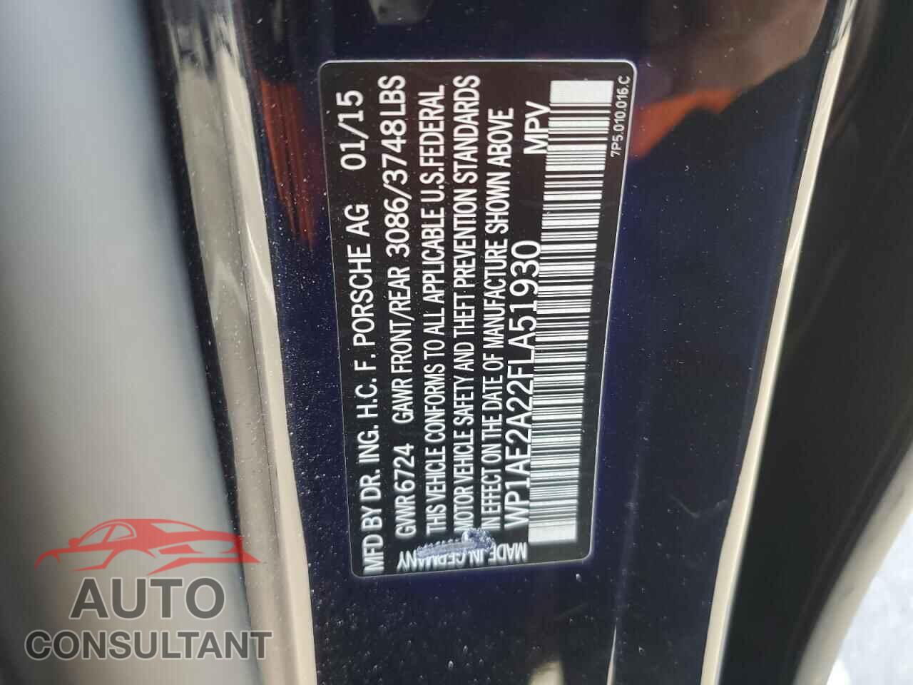 PORSCHE CAYENNE 2015 - WP1AE2A22FLA51930