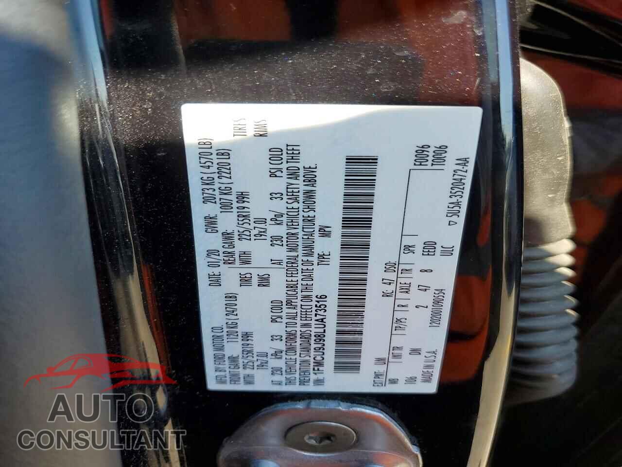 FORD ESCAPE 2020 - 1FMCU9J98LUA73516