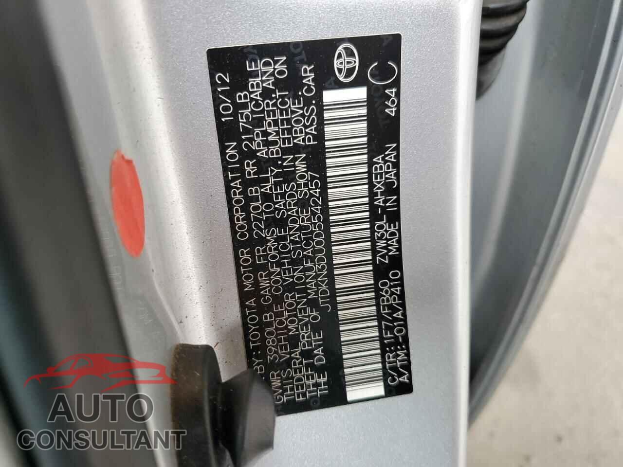 TOYOTA PRIUS 2013 - JTDKN3DU0D5542457