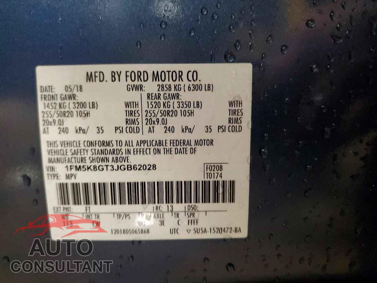 FORD EXPLORER 2018 - 1FM5K8GT3JGB62028