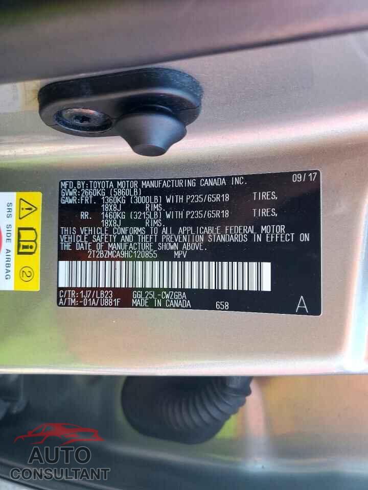 LEXUS RX350 2017 - 2T2BZMCA9HC120855