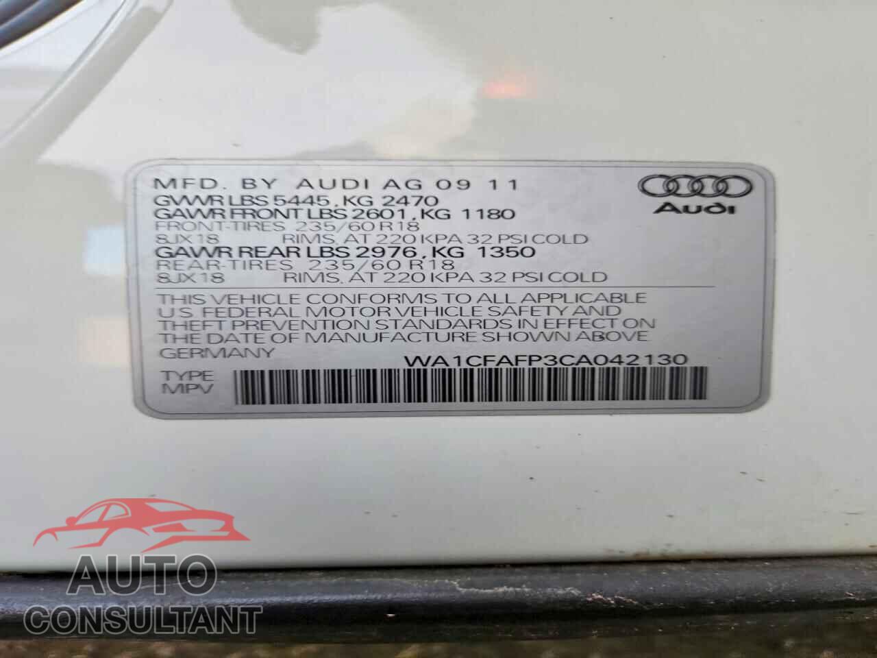 AUDI Q5 2012 - WA1CFAFP3CA042130