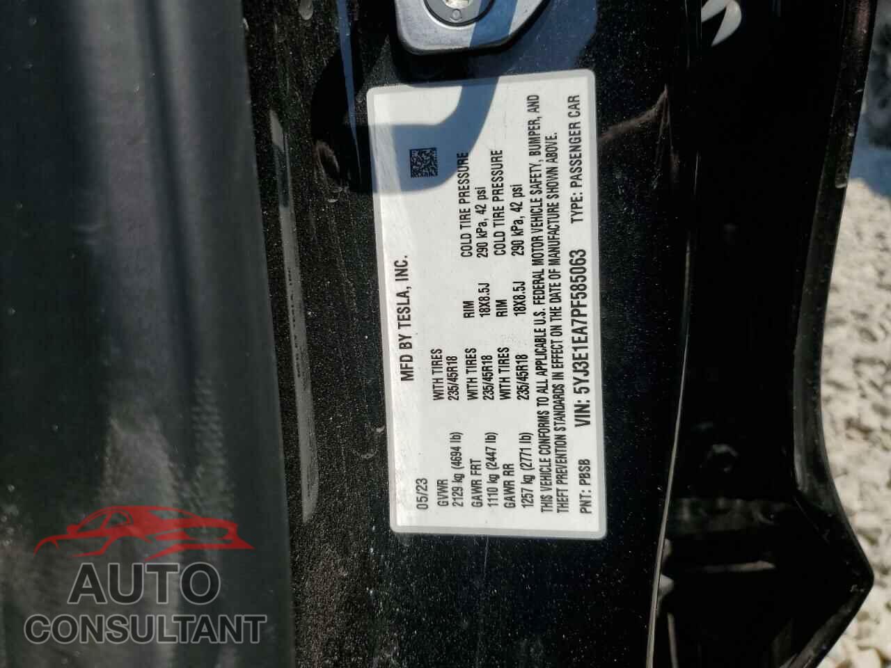 TESLA MODEL 3 2023 - 5YJ3E1EA7PF585063