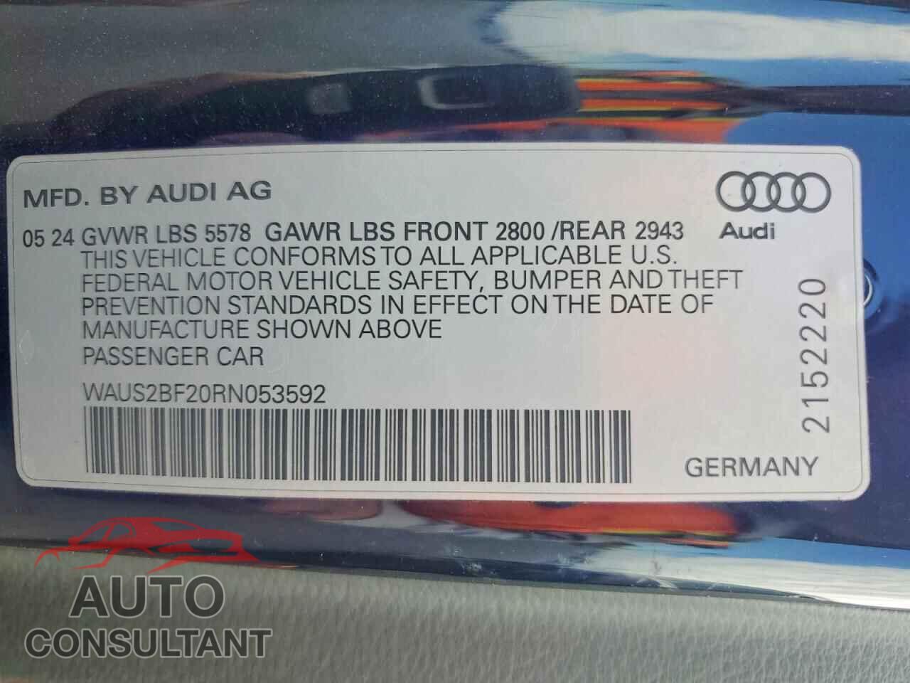 AUDI A7 2024 - WAUS2BF20RN053592