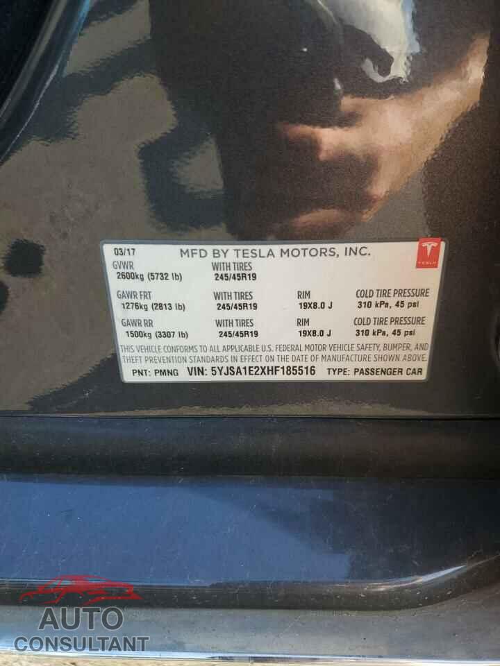 TESLA MODEL S 2017 - 5YJSA1E2XHF185516