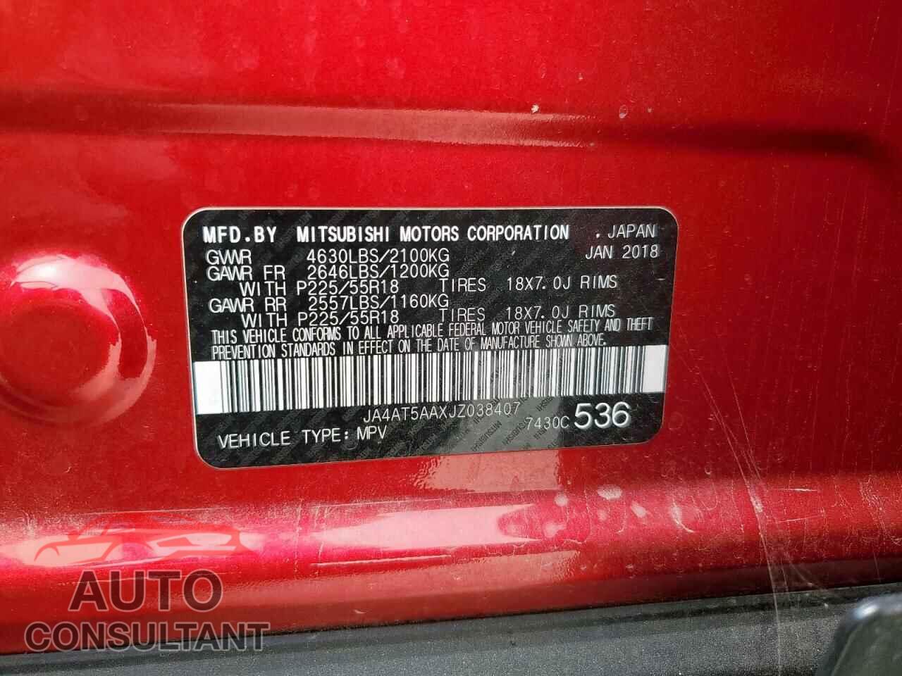 MITSUBISHI ECLIPSE 2018 - JA4AT5AAXJZ038407