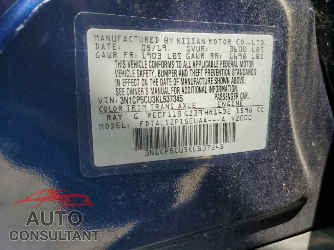 NISSAN KICKS 2019 - 3N1CP5CU3KL537345