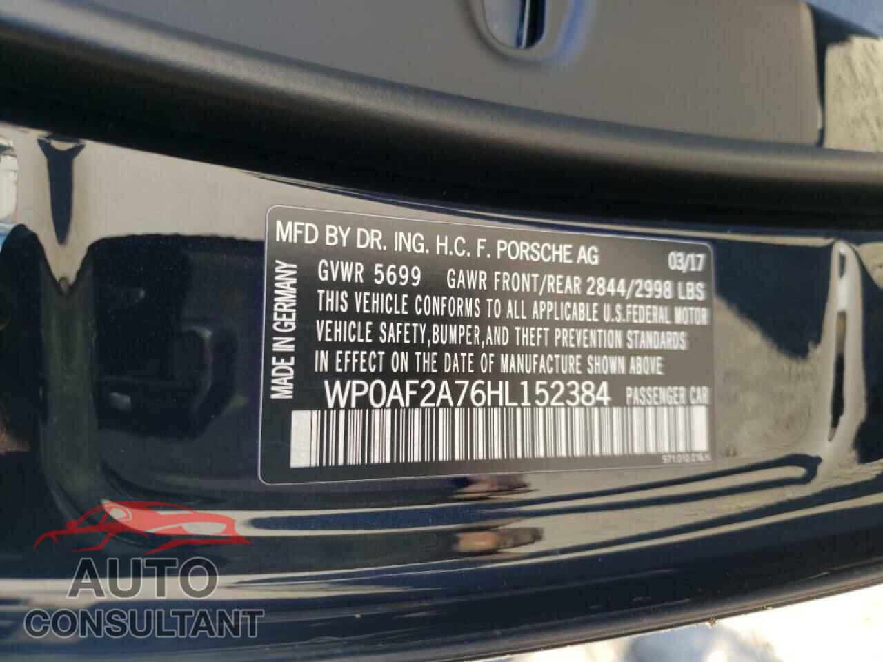PORSCHE PANAMERA 2017 - WP0AF2A76HL152384