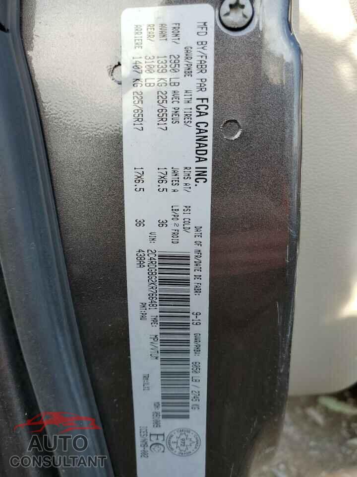 DODGE CARAVAN 2019 - 2C4RDGBG2KR766481