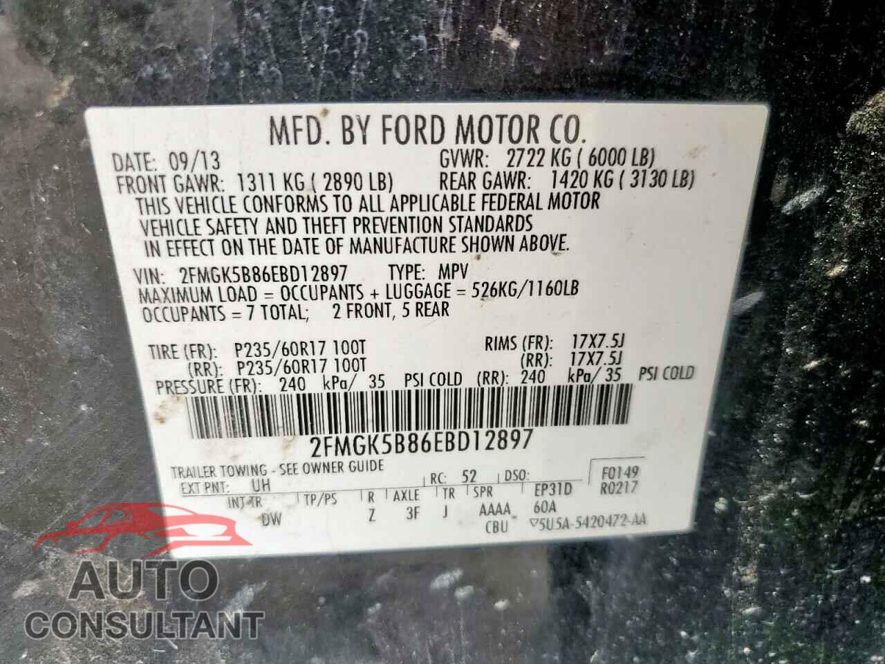 FORD FLEX 2014 - 2FMGK5B86EBD12897