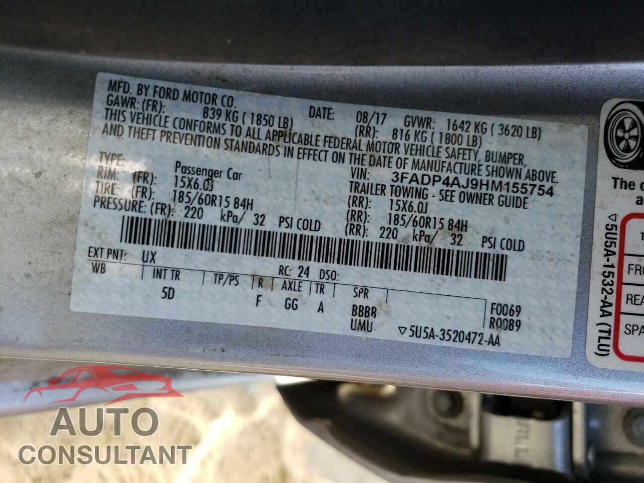 FORD FIESTA 2017 - 3FADP4AJ9HM155754
