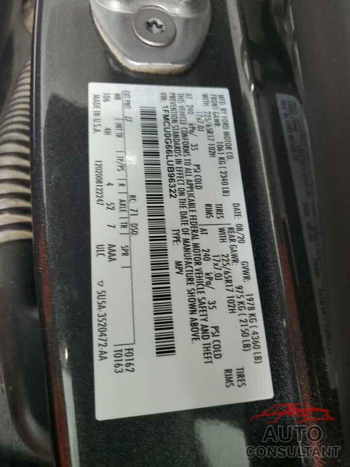 FORD ESCAPE 2020 - 1FMCU0G66LUB96322