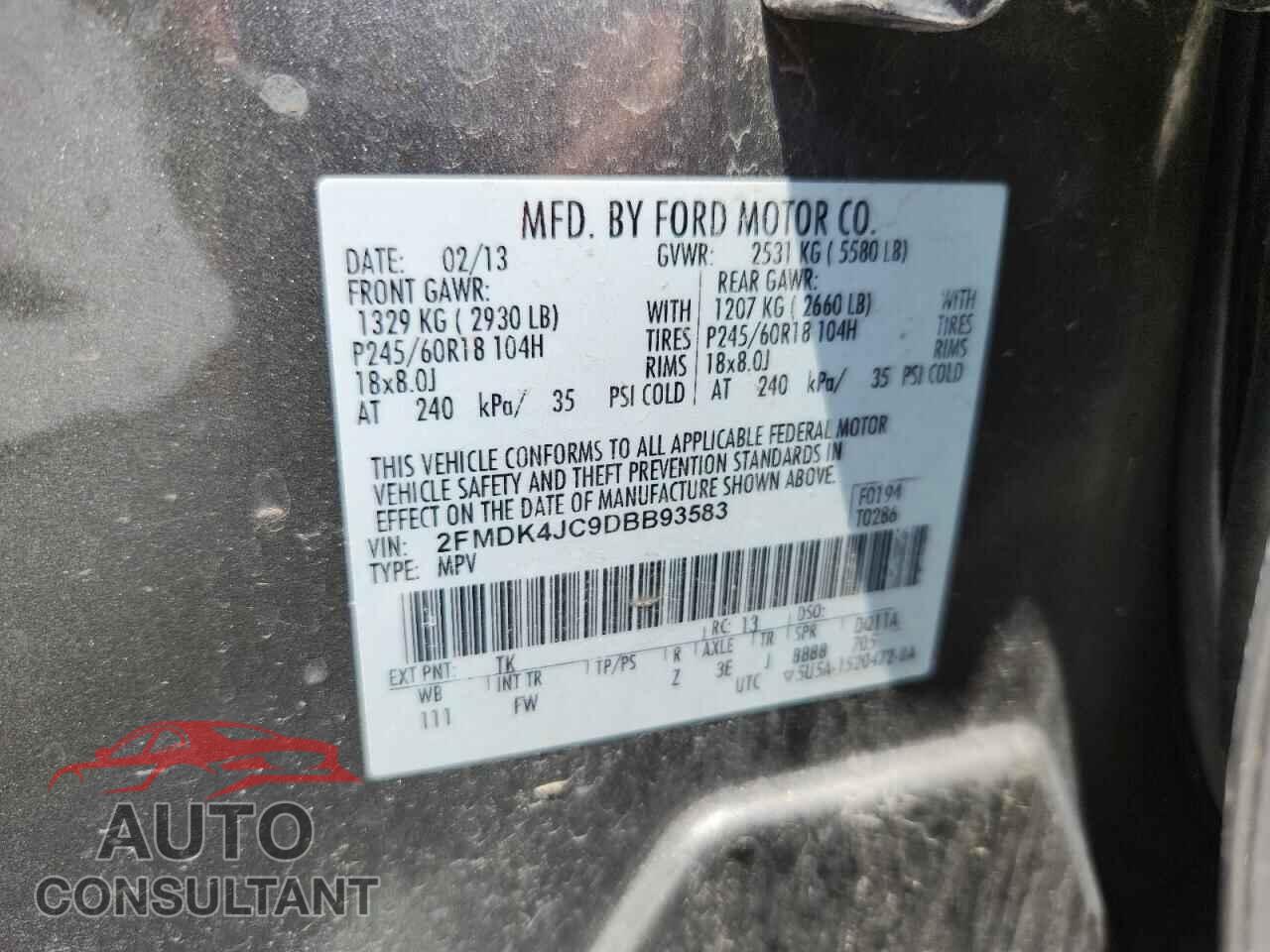 FORD EDGE 2013 - 2FMDK4JC9DBB93583