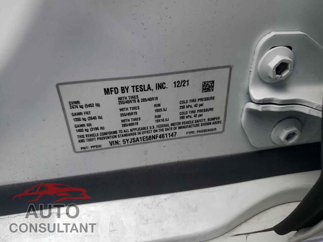 TESLA MODEL S 2022 - 5YJSA1E58NF461147