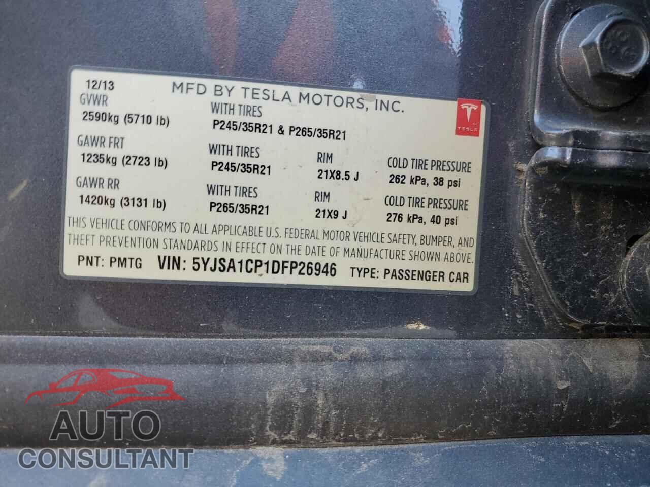 TESLA MODEL S 2013 - 5YJSA1CP1DFP26946