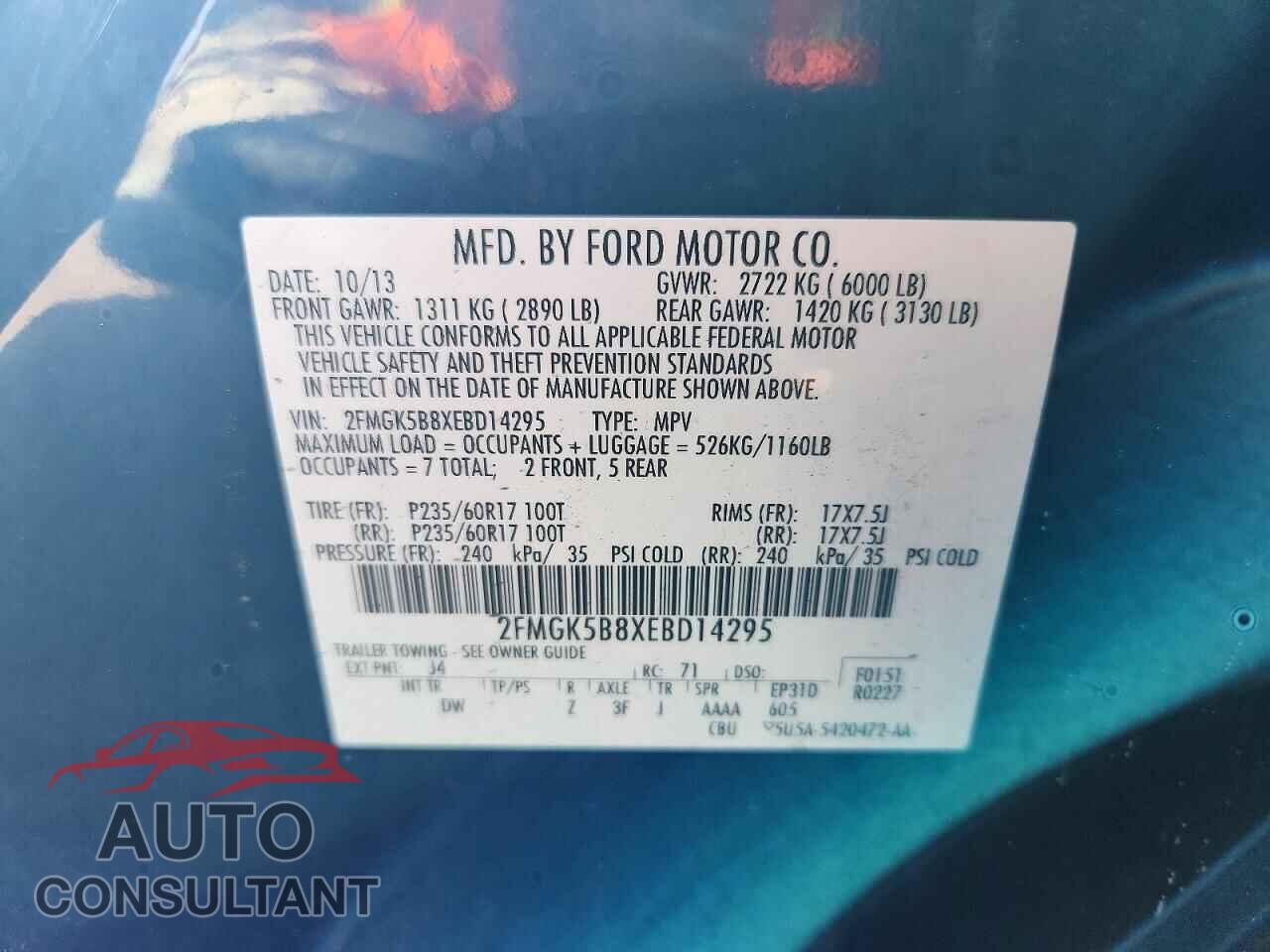 FORD FLEX 2014 - 2FMGK5B8XEBD14295