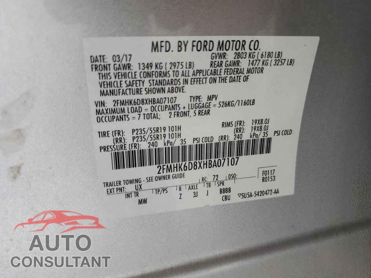 FORD FLEX 2017 - 2FMHK6D8XHBA07107