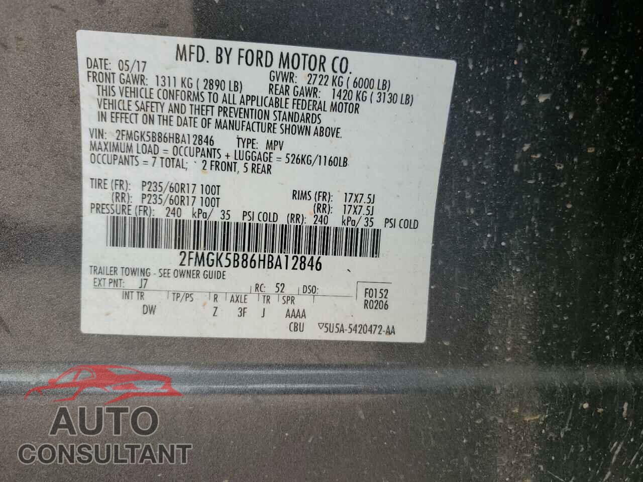 FORD FLEX 2017 - 2FMGK5B86HBA12846