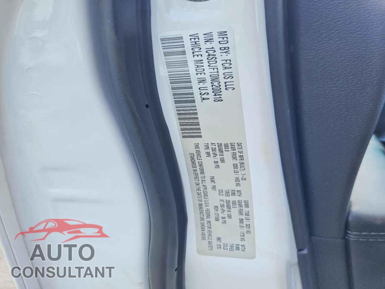 DODGE DURANGO 2022 - 1C4SDJFT0NC200418