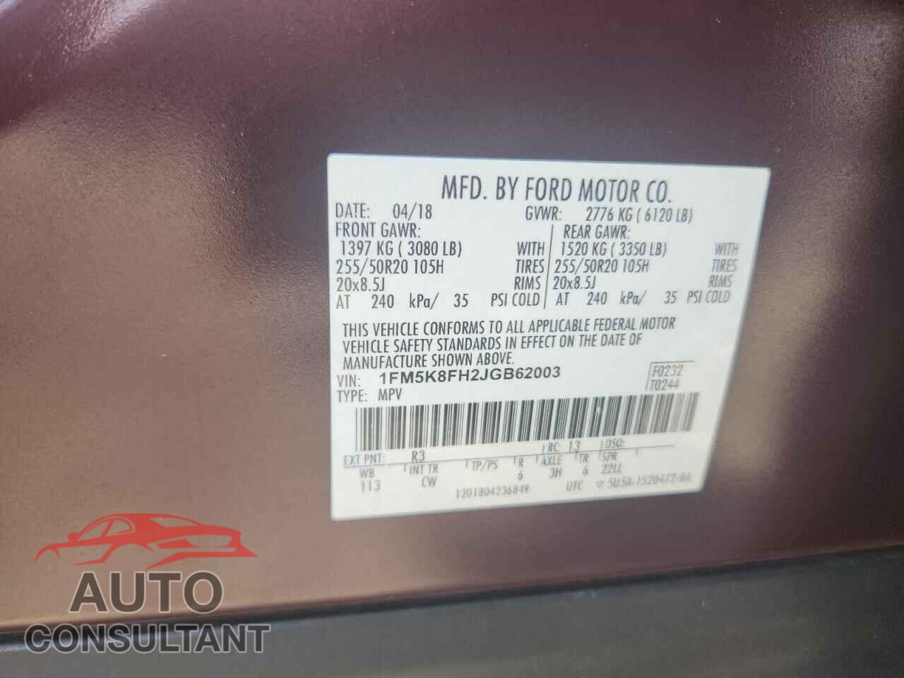 FORD EXPLORER 2018 - 1FM5K8FH2JGB62003