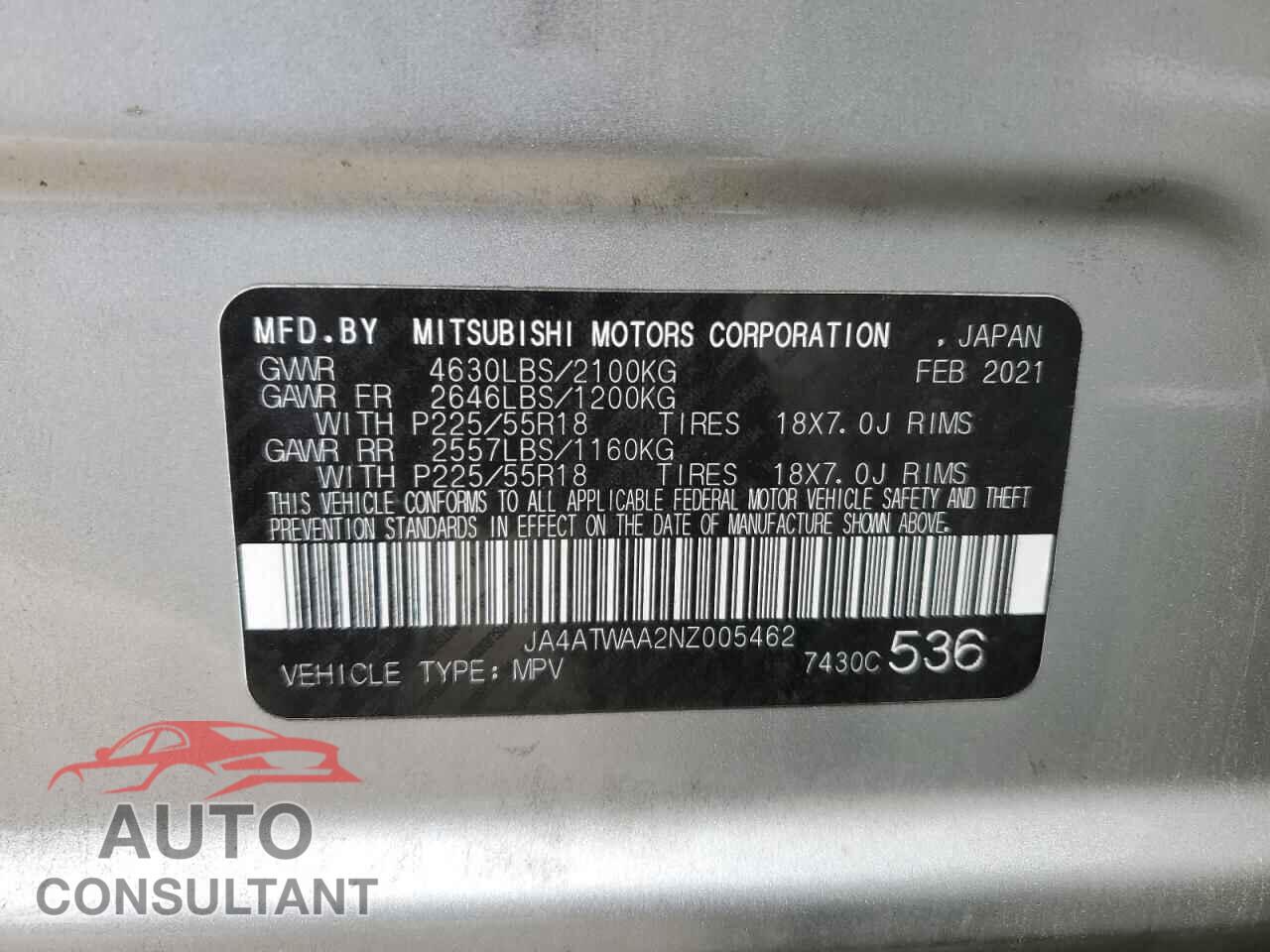 MITSUBISHI ECLIPSE 2022 - JA4ATWAA2NZ005462