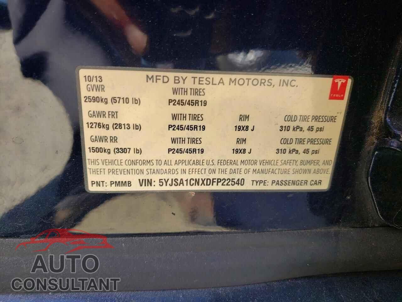 TESLA MODEL S 2013 - 5YJSA1CNXDFP22540