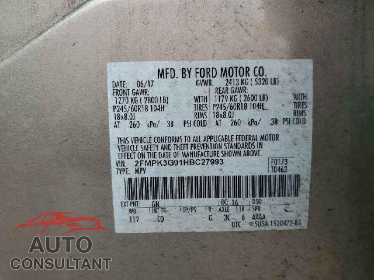 FORD EDGE 2017 - 2FMPK3G91HBC27993