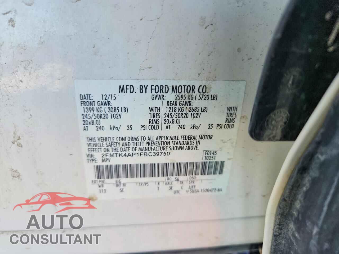 FORD EDGE 2015 - 2FMTK4AP1FBC39750