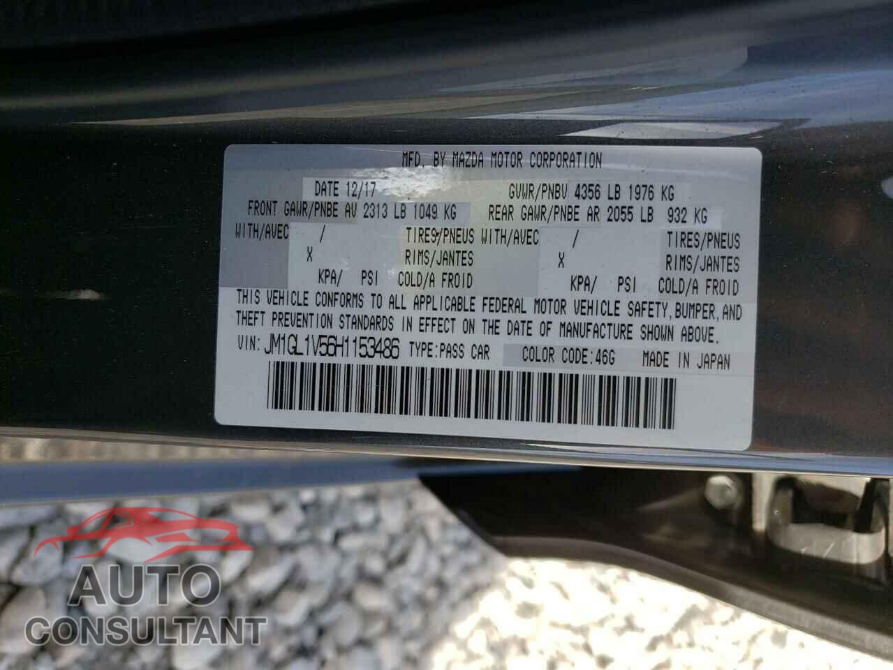 MAZDA 6 2017 - JM1GL1V56H1153486