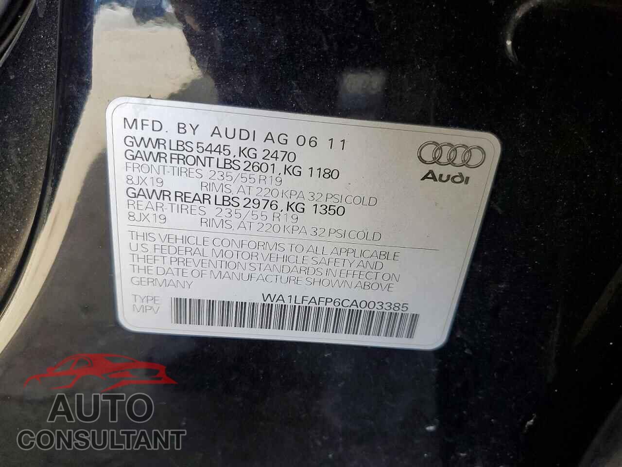AUDI Q5 2012 - WA1LFAFP6CA003385