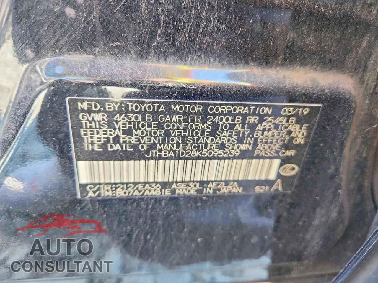 LEXUS IS 2019 - JTHBA1D28K5095239