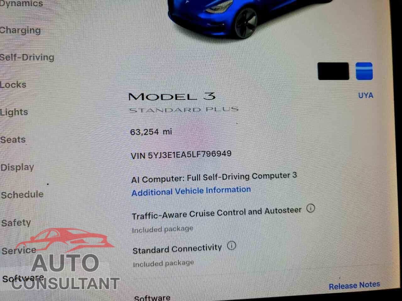 TESLA MODEL 3 2020 - 5YJ3E1EA5LF796949