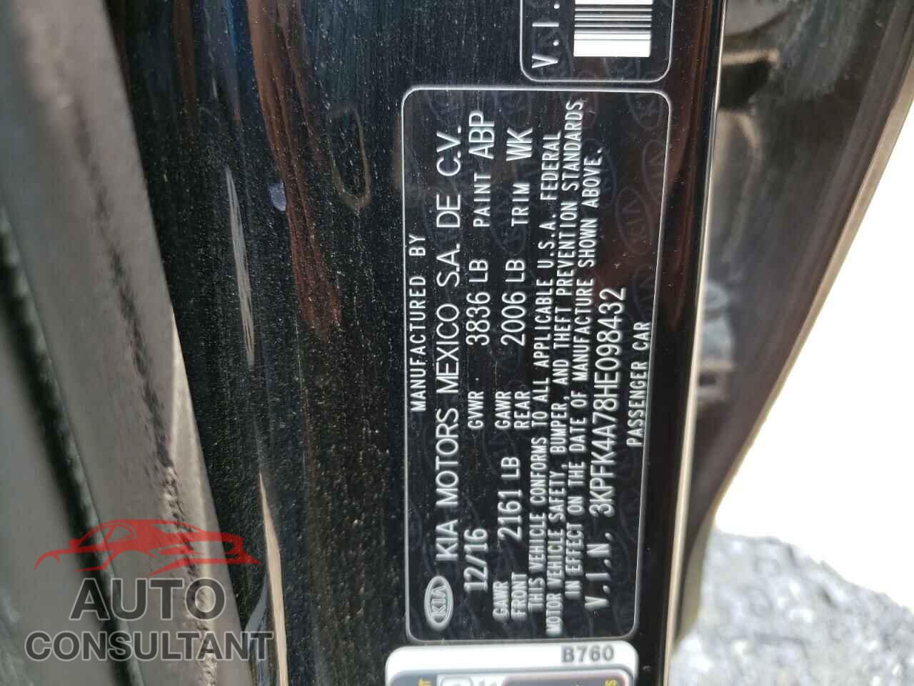 KIA FORTE 2017 - 3KPFK4A78HE098432