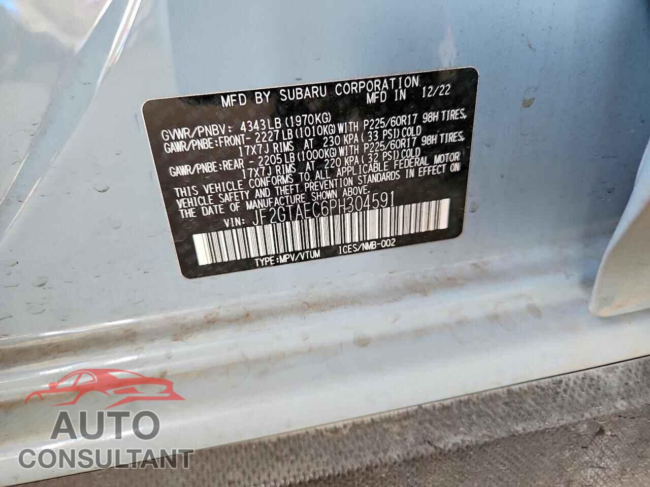 SUBARU CROSSTREK 2023 - JF2GTAEC6PH304591