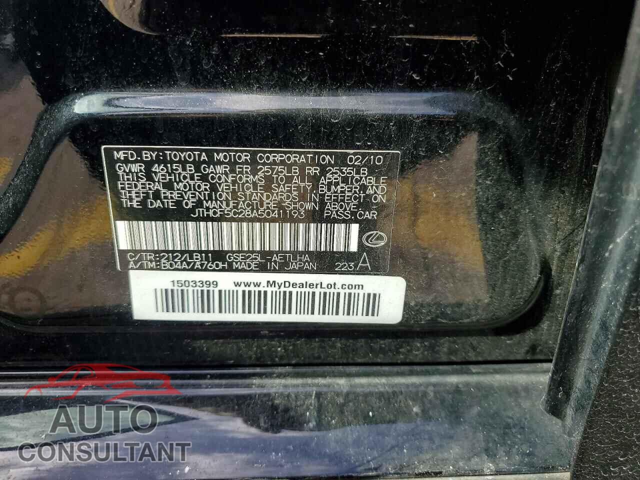 LEXUS IS 2010 - JTHCF5C28A5041193