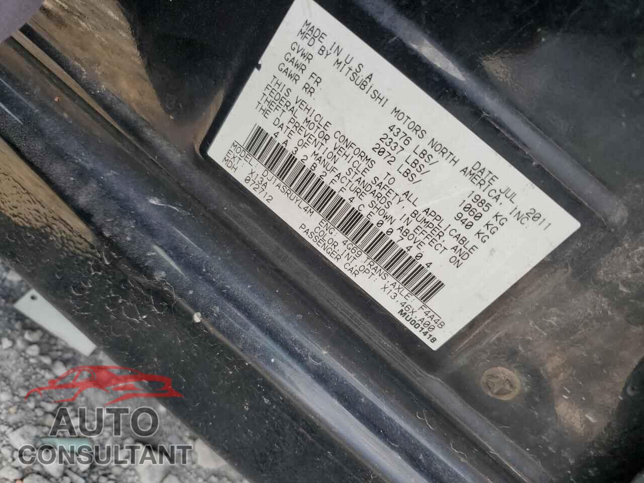 MITSUBISHI GALANT 2012 - 4A32B2FF4CE007404