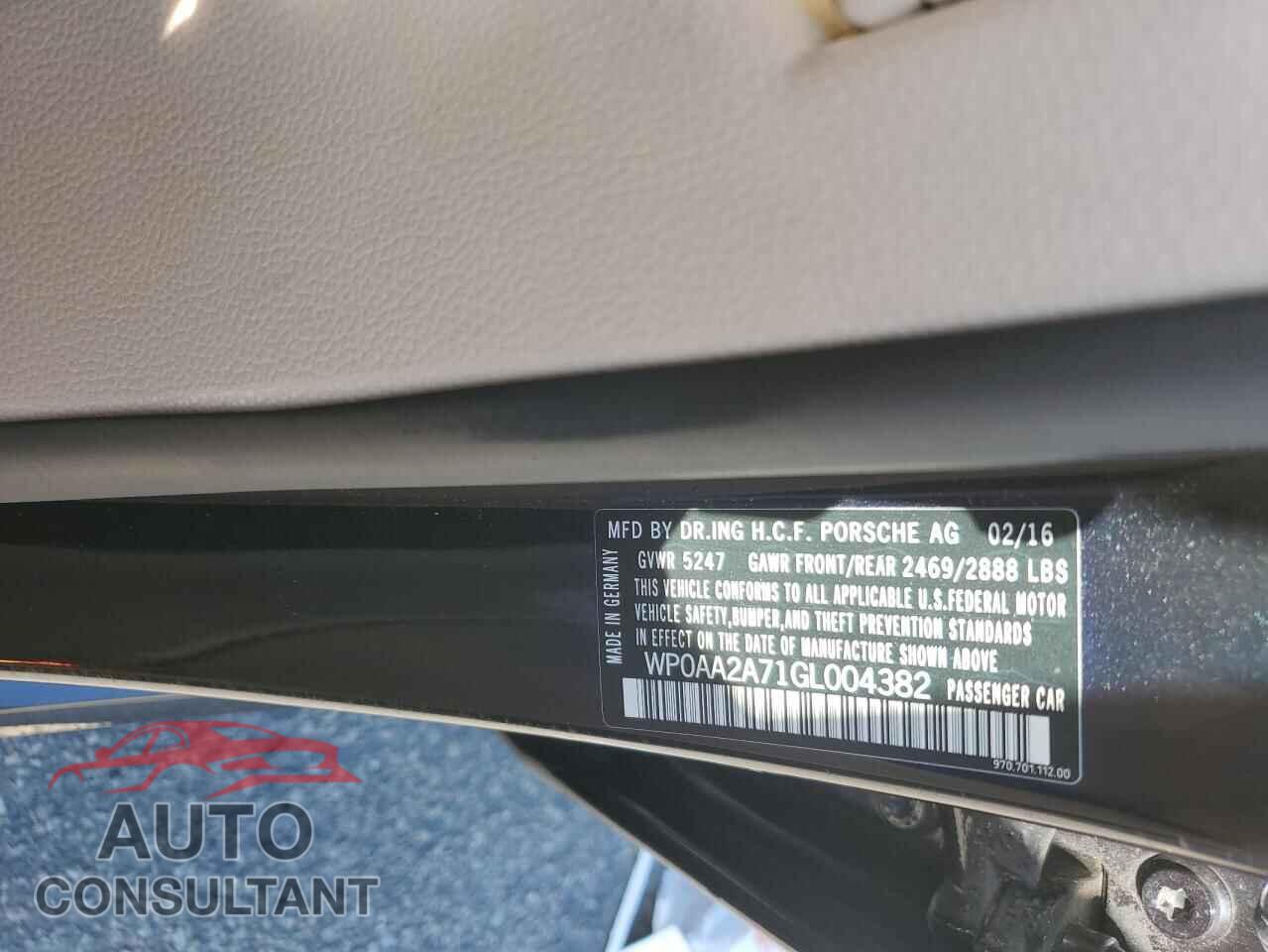 PORSCHE PANAMERA 2016 - WP0AA2A71GL004382