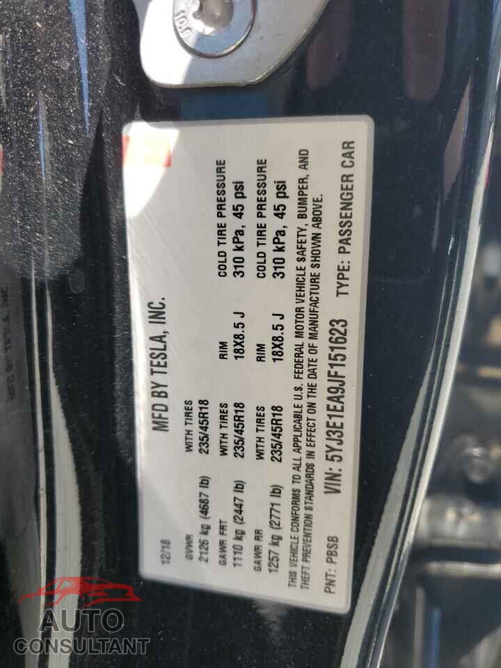 TESLA MODEL 3 2018 - 5YJ3E1EA9JF151623