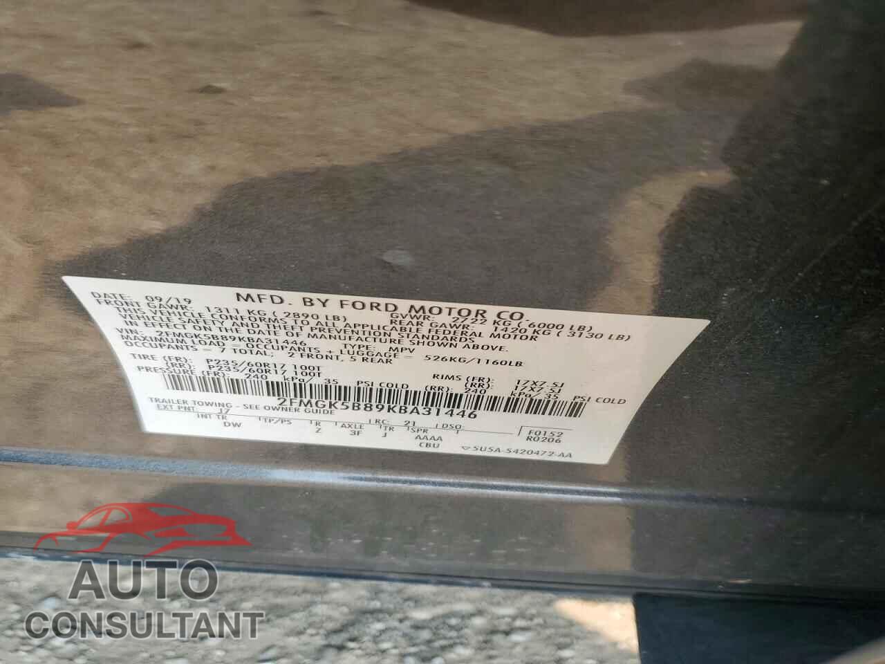 FORD FLEX 2019 - 2FMGK5B89KBA31446