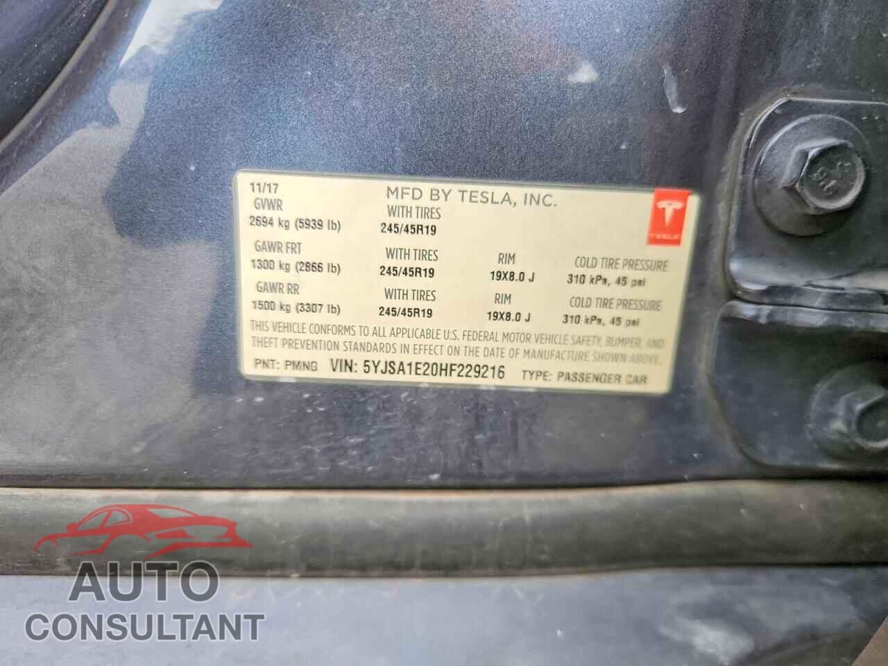 TESLA MODEL S 2017 - 5YJSA1E20HF229216