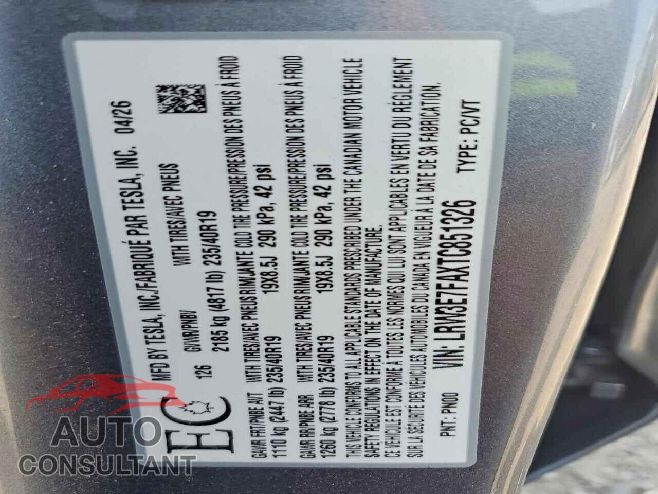 TESLA MODEL 3 2026 - LRW3E7FAXTC851326