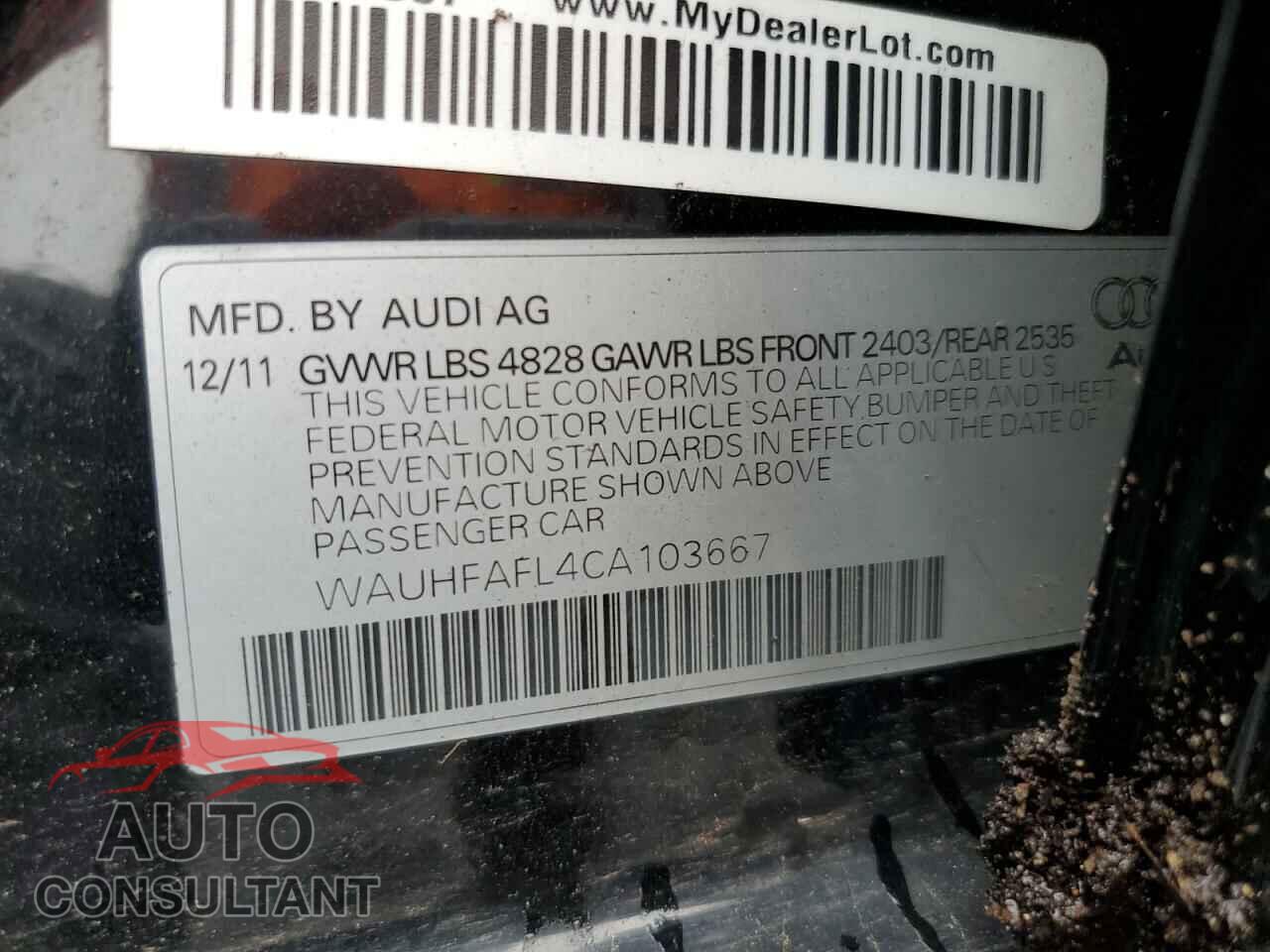 AUDI A4 2012 - WAUHFAFL4CA103667
