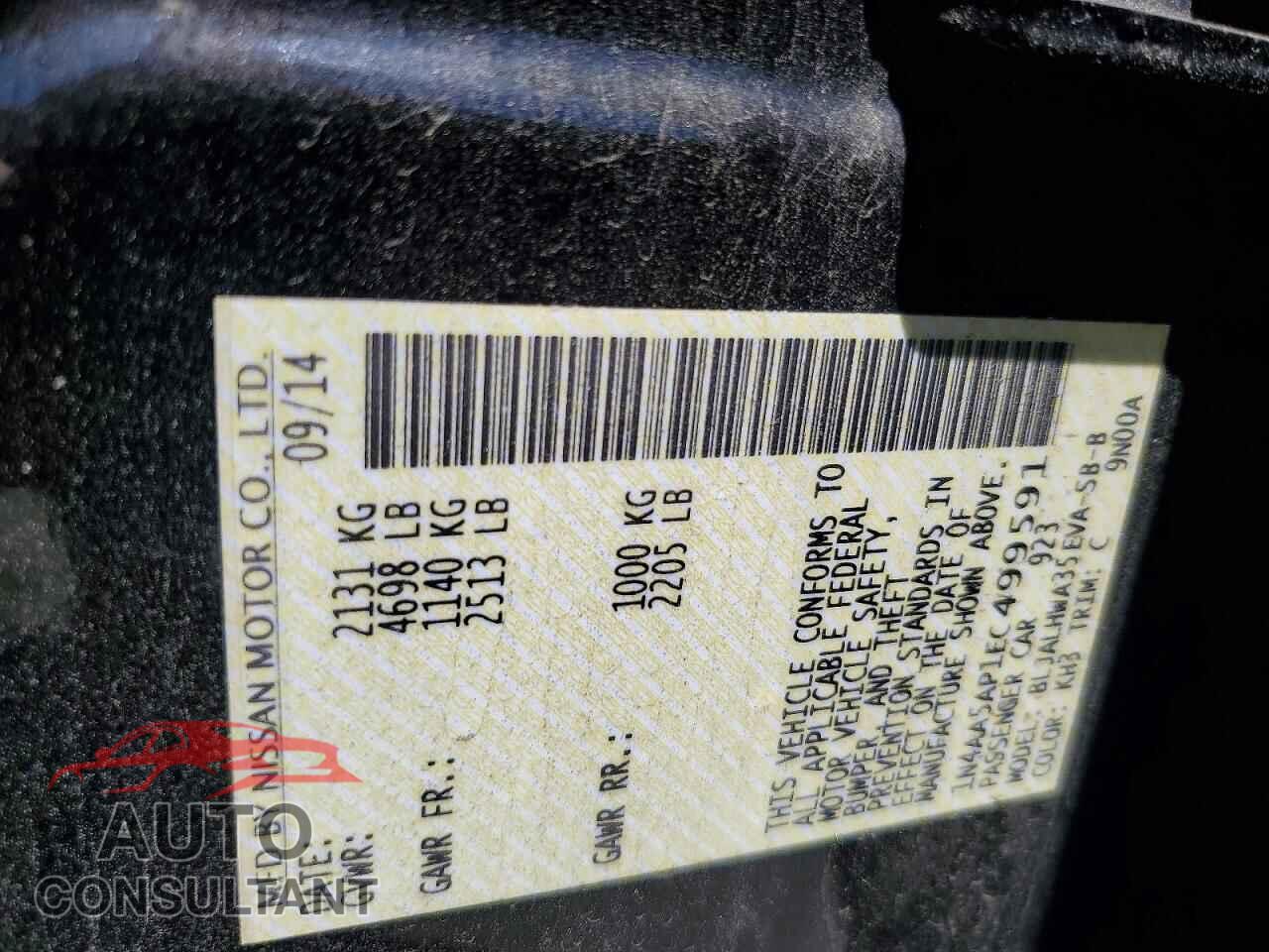 NISSAN MAXIMA 2014 - 1N4AA5AP1EC499591