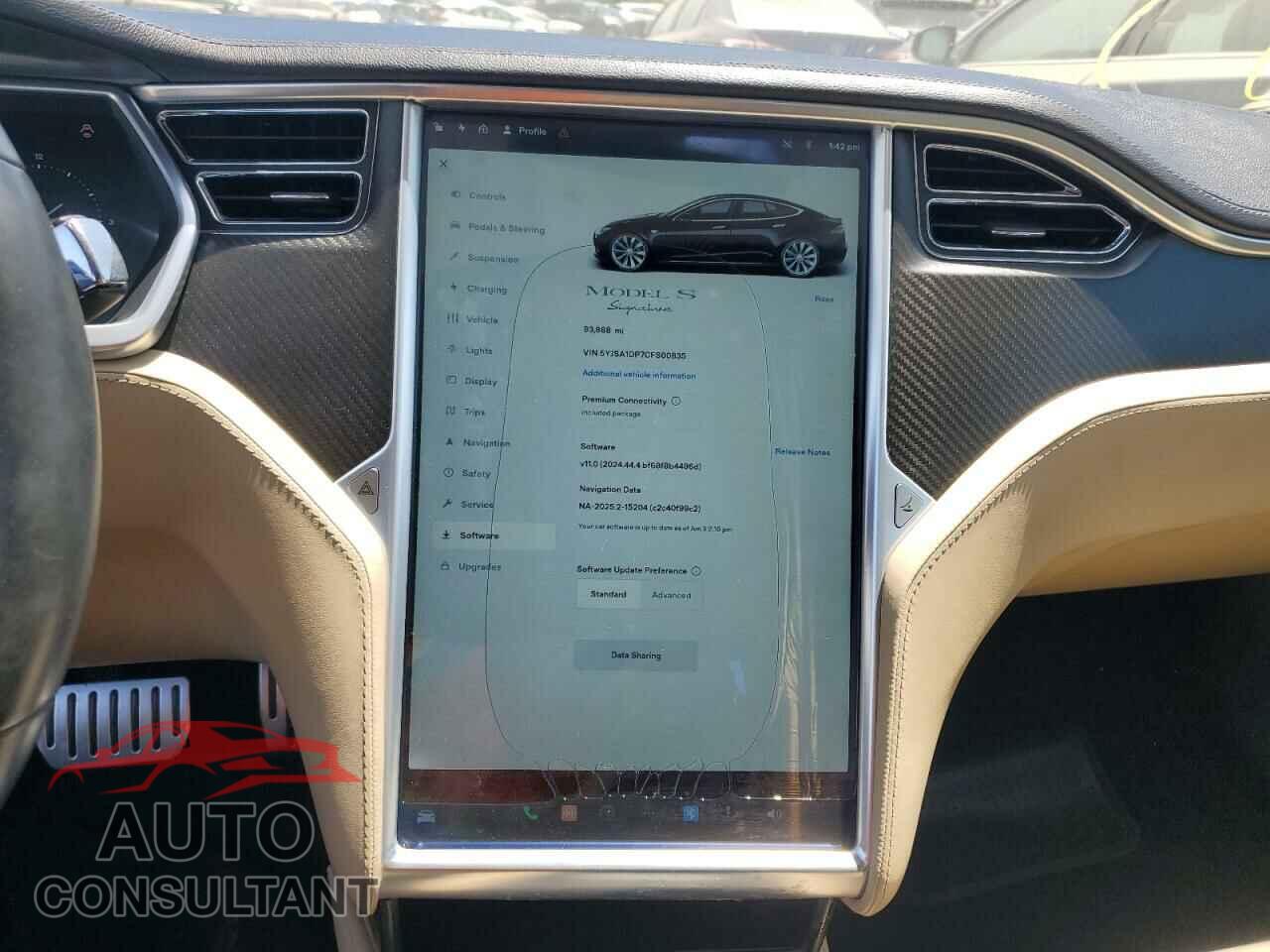 TESLA MODEL S 2012 - 5YJSA1DP7CFS00835