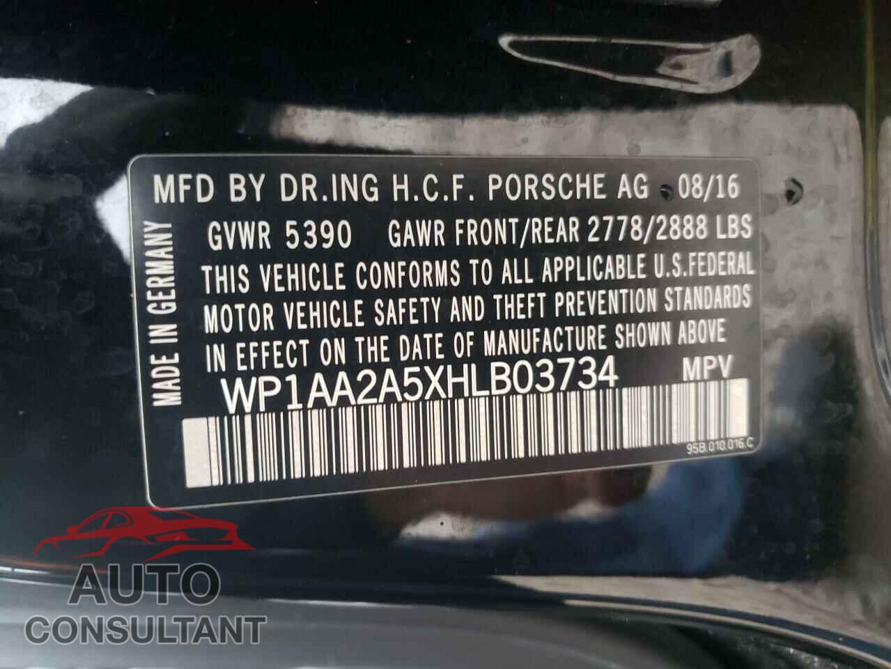 PORSCHE MACAN 2017 - WP1AA2A5XHLB03734