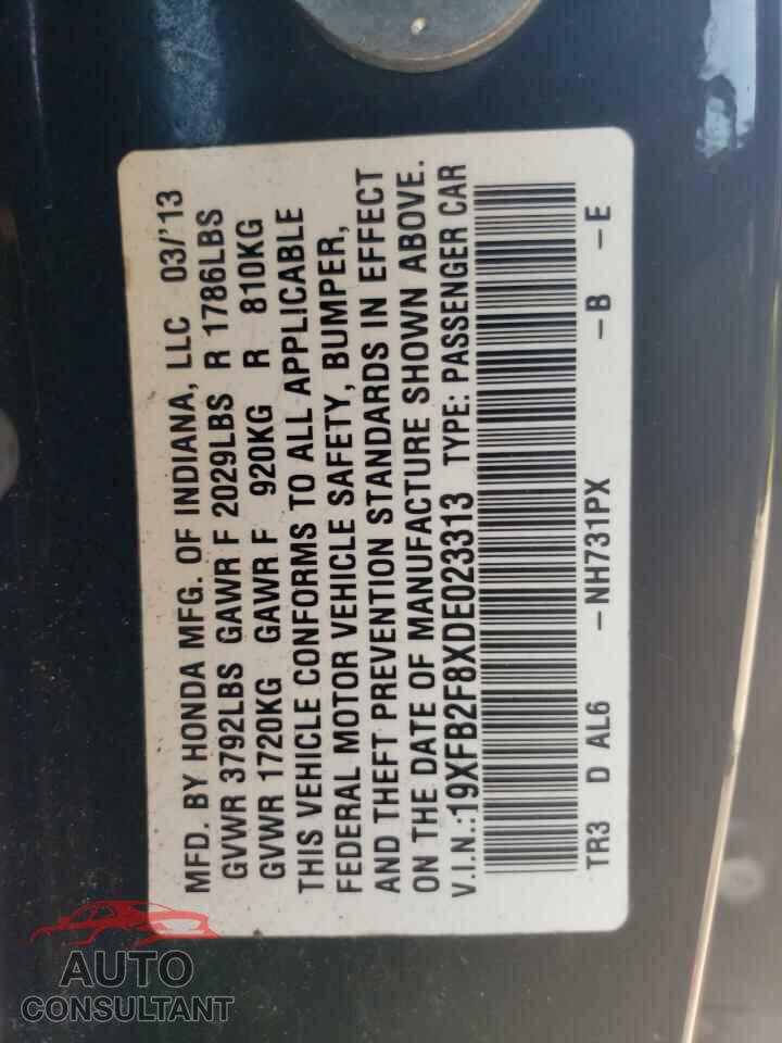 HONDA CIVIC 2013 - 19XFB2F8XDE023313