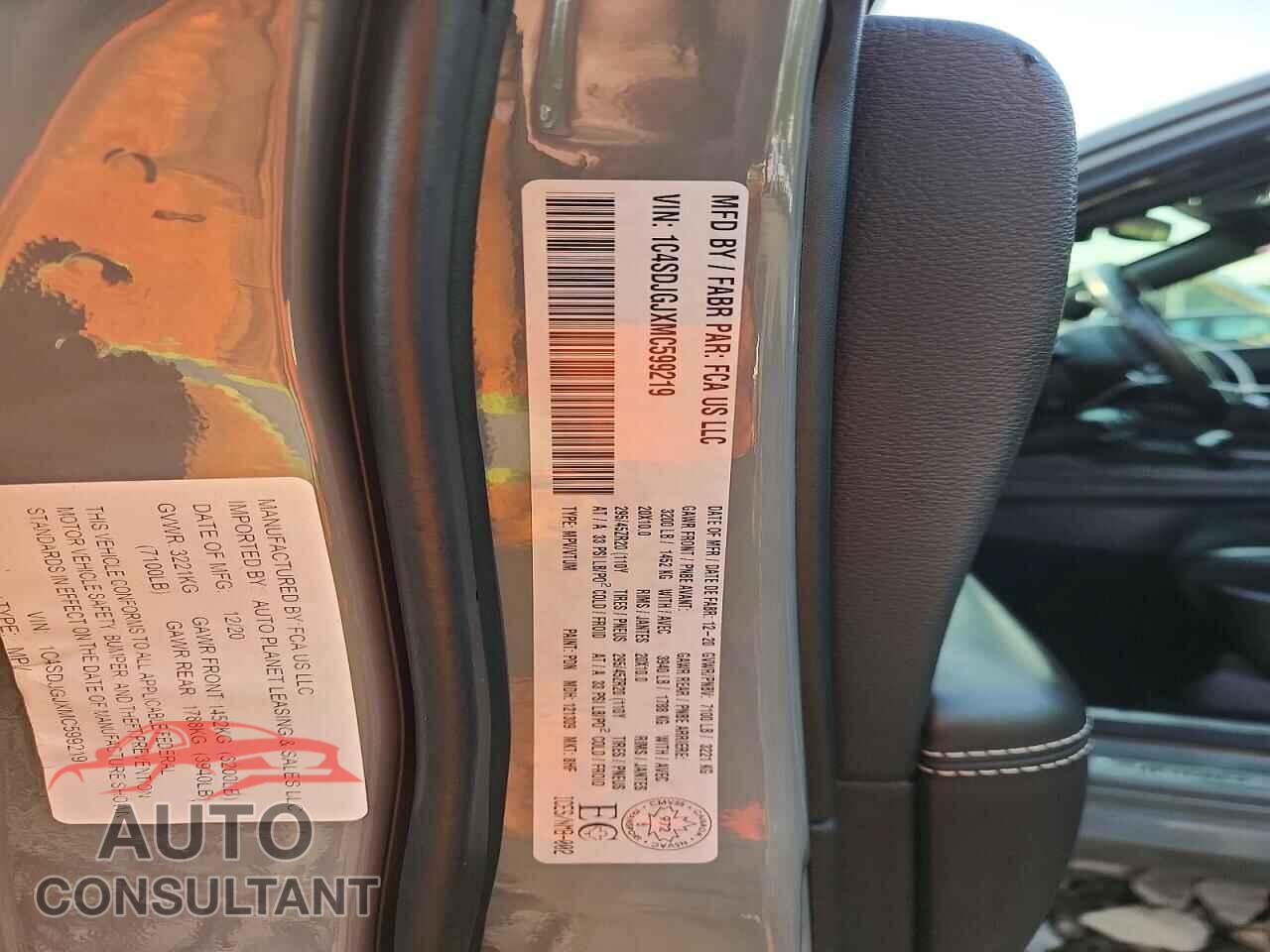 DODGE DURANGO 2021 - 1C4SDJGJXMC599219